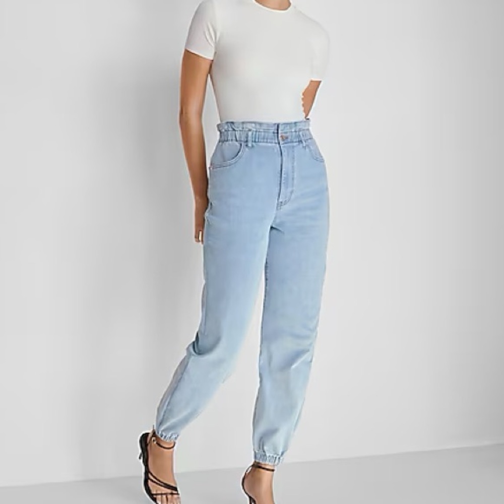 Express Denim Joggers High Waist Nwot Light Wash Jeans